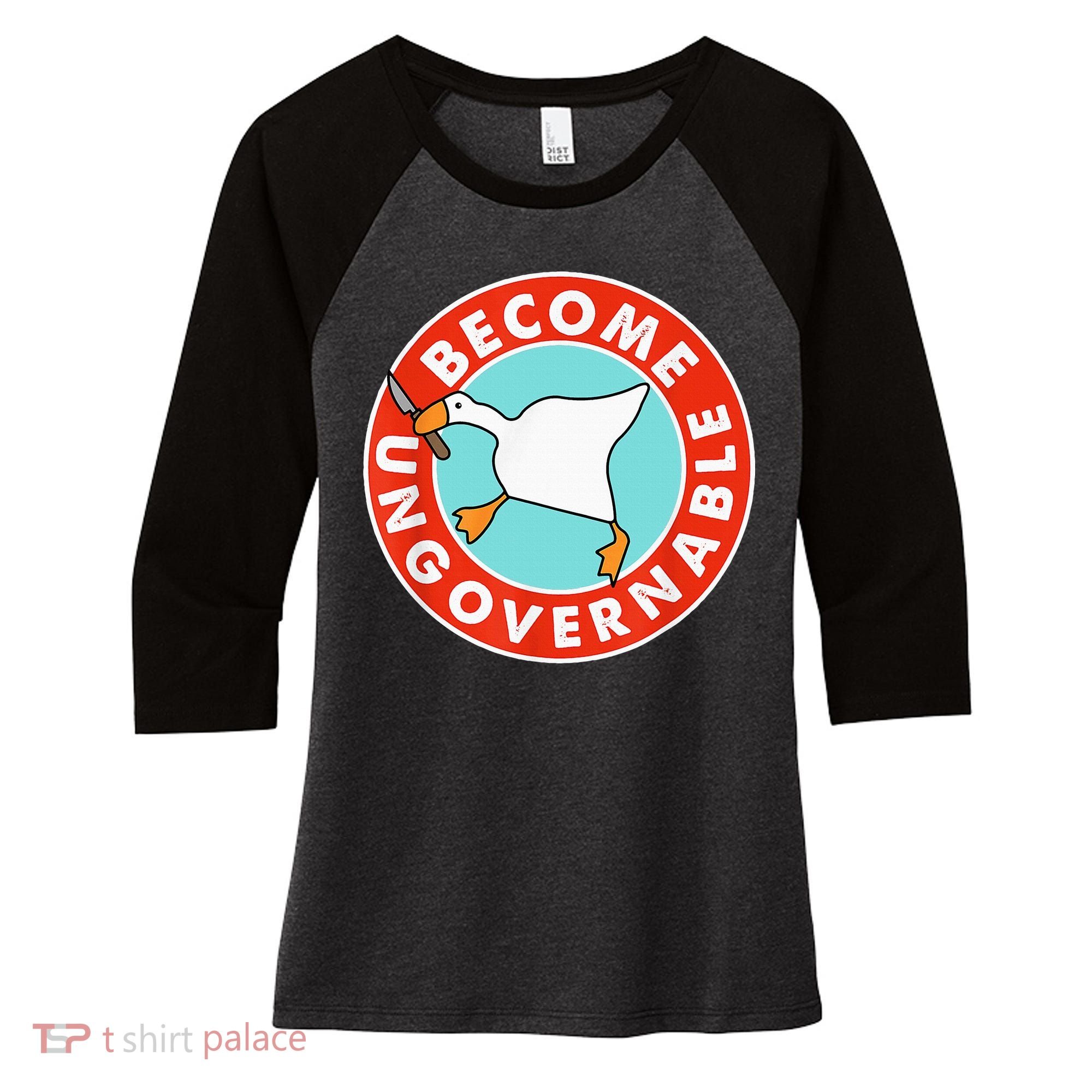 Become Ungovernable Funny Goose Women's Tri-Blend 3/4-Sleeve Raglan Shirt