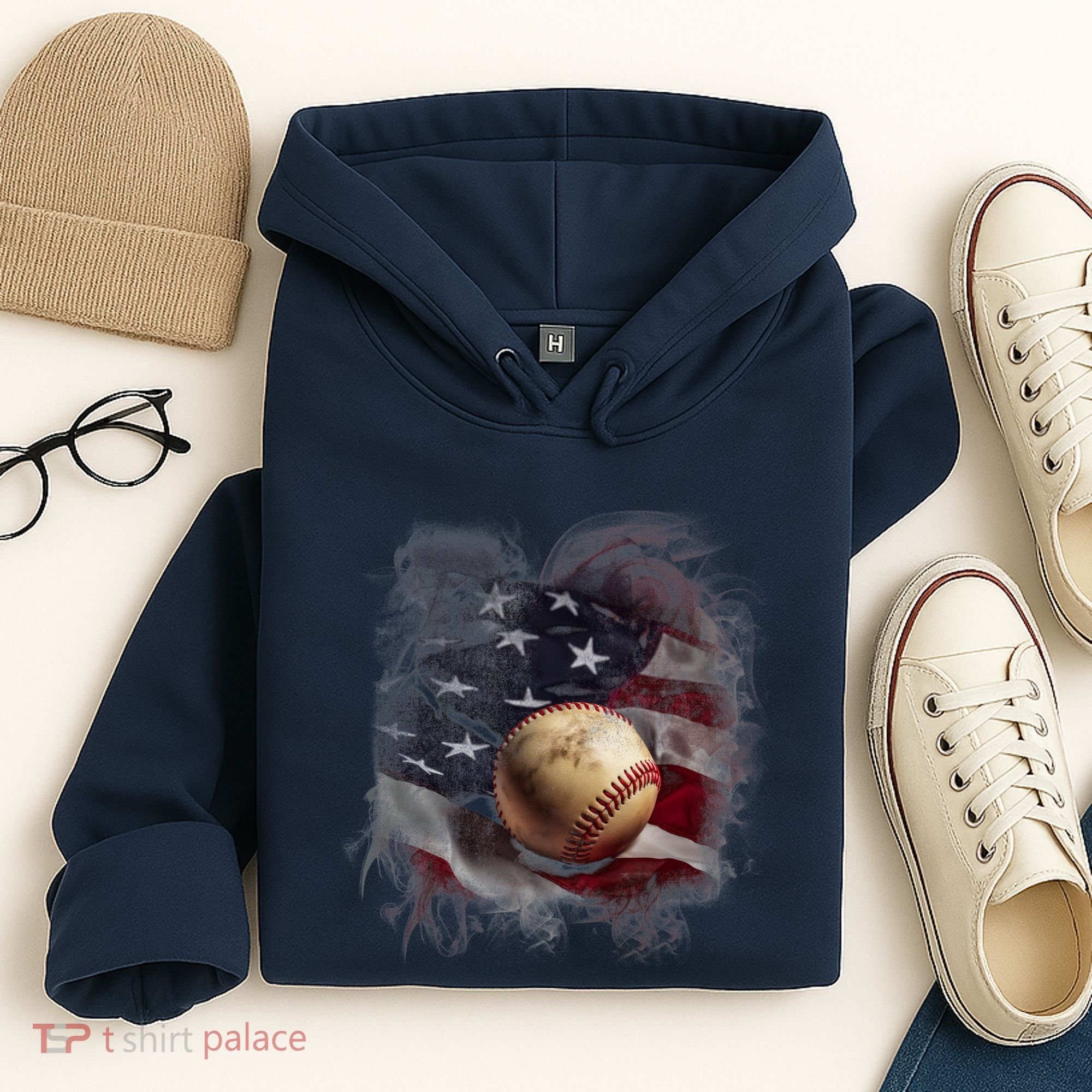 Baseball Usa Flag Hoodie