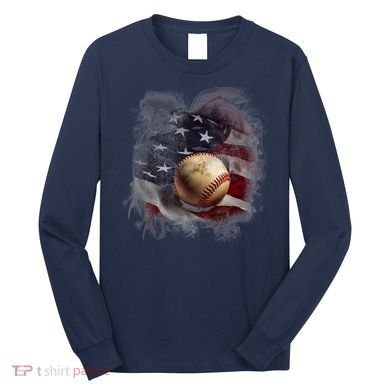 Baseball Usa Flag Long Sleeve Shirt