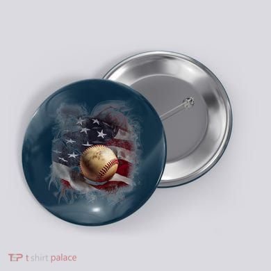 Baseball Usa Flag Button