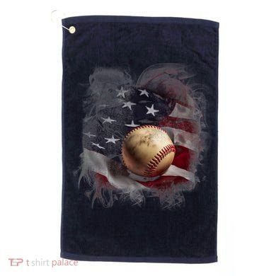 Baseball Usa Flag Golf Towel