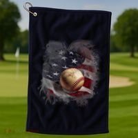 Baseball Usa Flag Golf Towel thumb 1