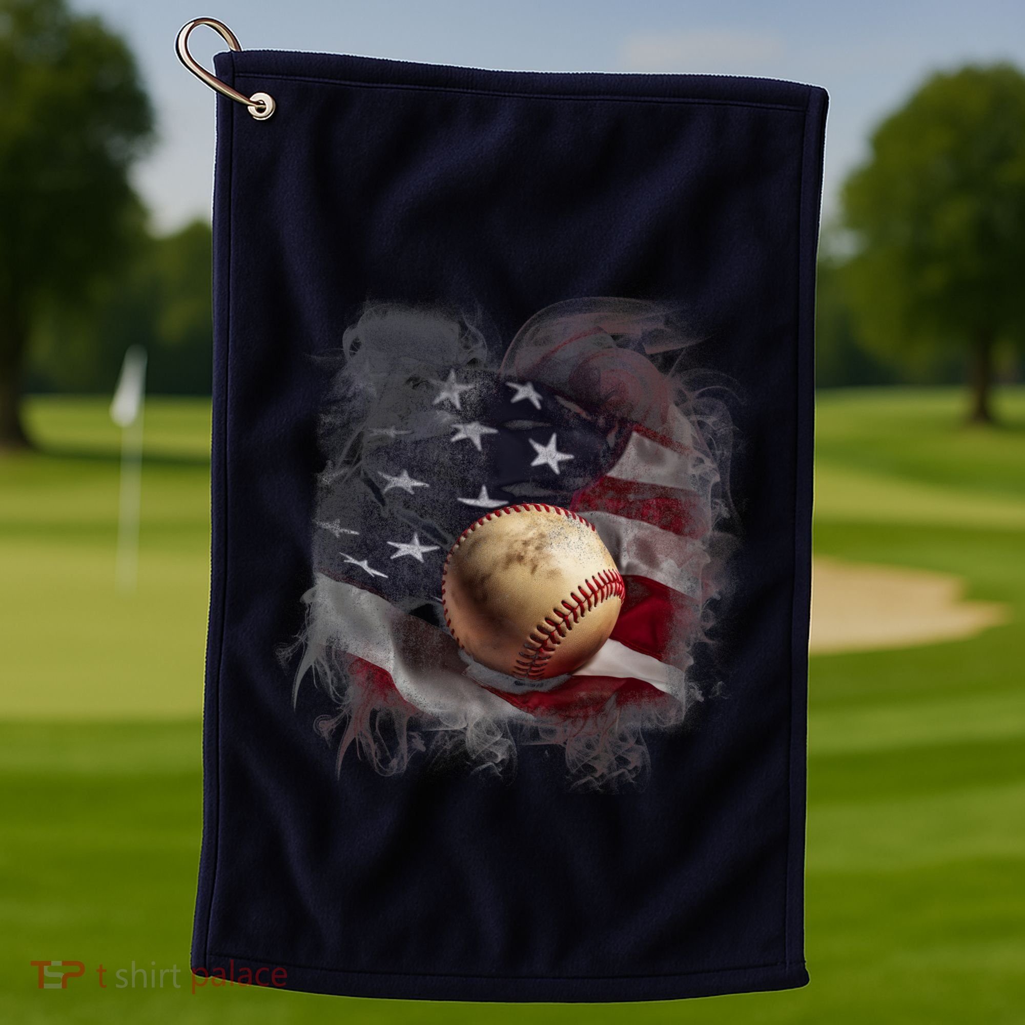 Baseball Usa Flag Golf Towel
