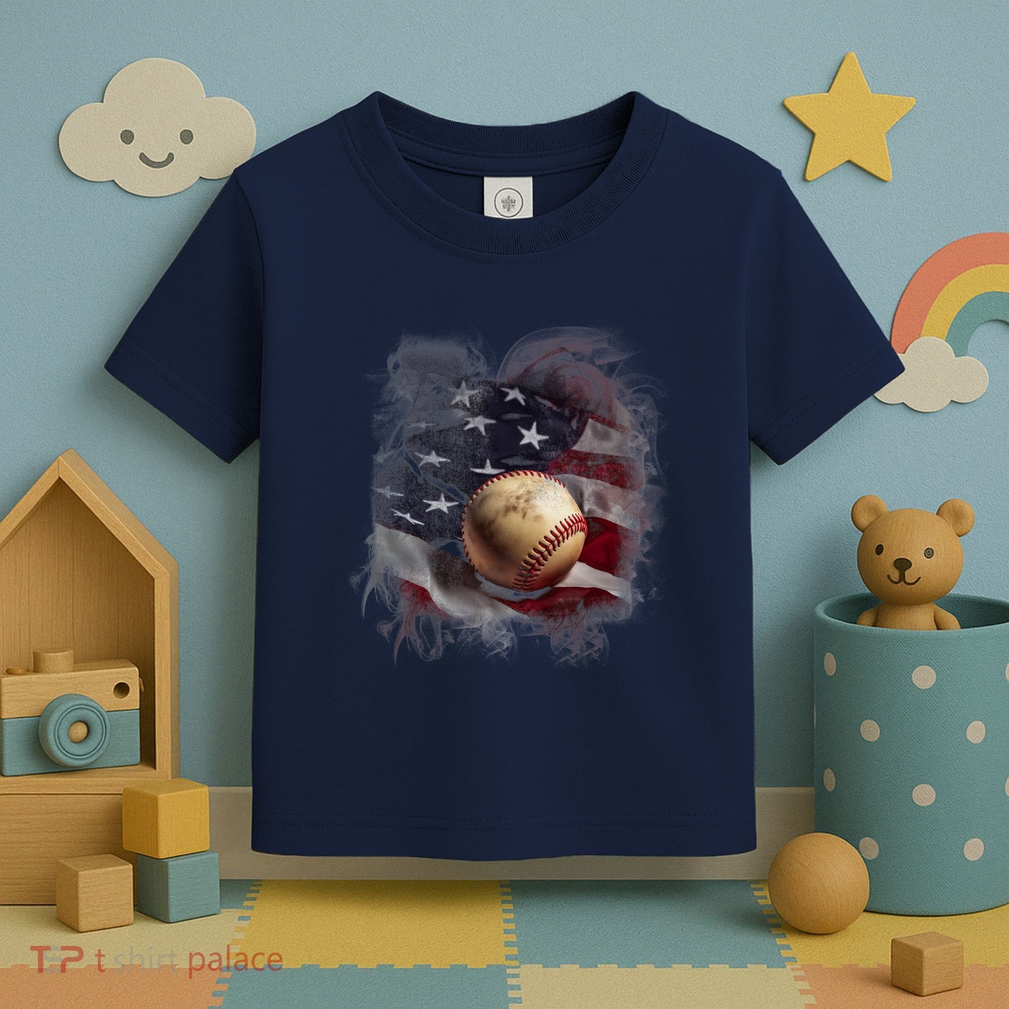 Baseball Usa Flag Toddler T-Shirt