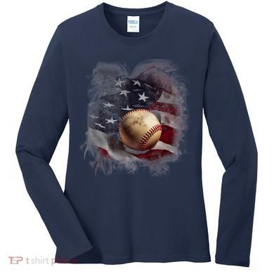 Baseball Usa Flag Women's Long Sleeve Shirt