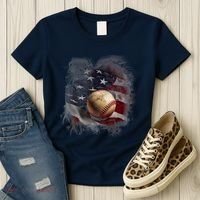 Baseball Usa Flag Women's T-Shirt thumb 3