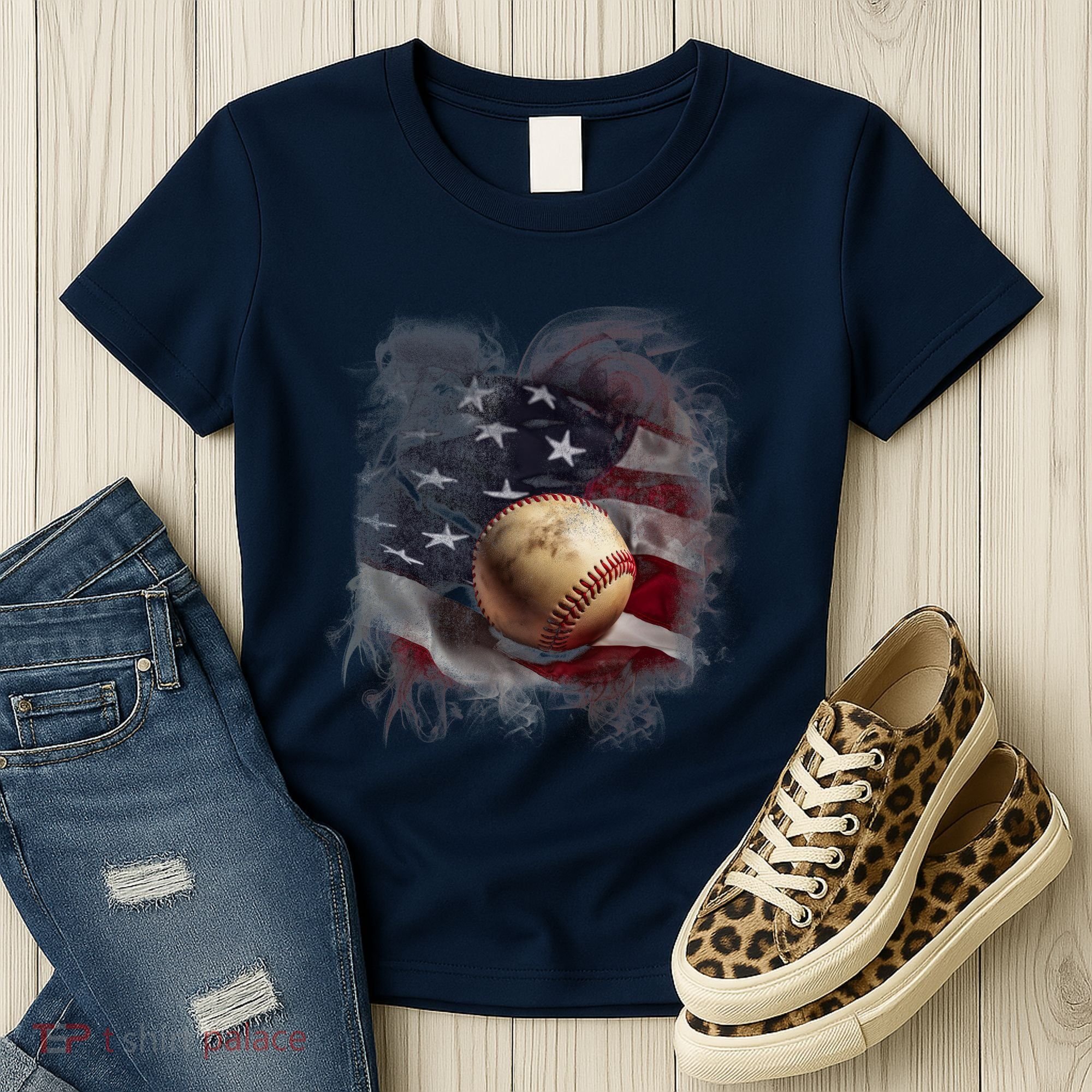 Baseball Usa Flag Women's T-Shirt