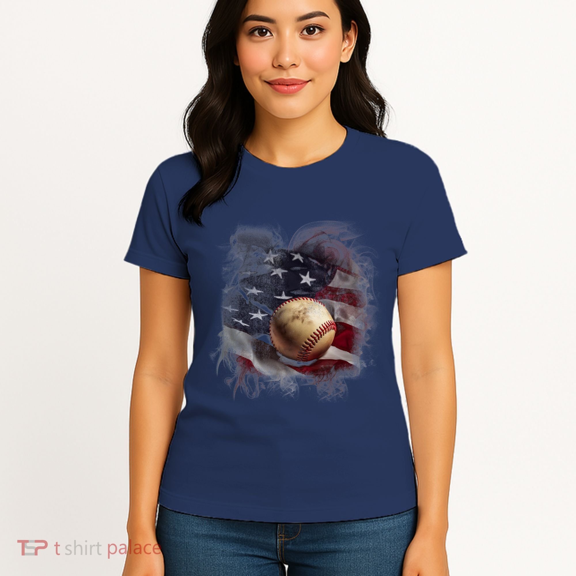 Baseball Usa Flag Women's T-Shirt