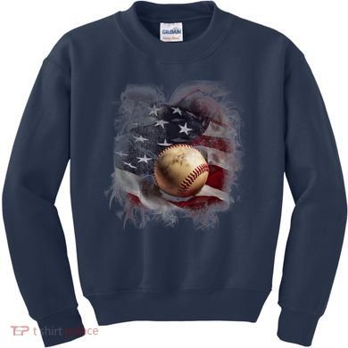 Baseball Usa Flag Kids Sweatshirt