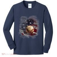 Baseball Usa Flag Kids Long Sleeve Shirt thumb 0