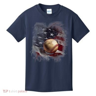 Baseball Usa Flag Kids T-Shirt