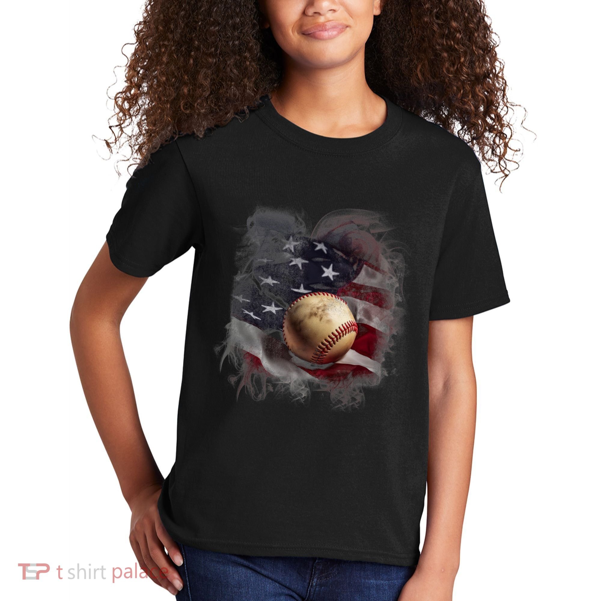 Baseball Usa Flag Kids T-Shirt