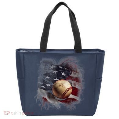 Baseball Usa Flag Tote Bag