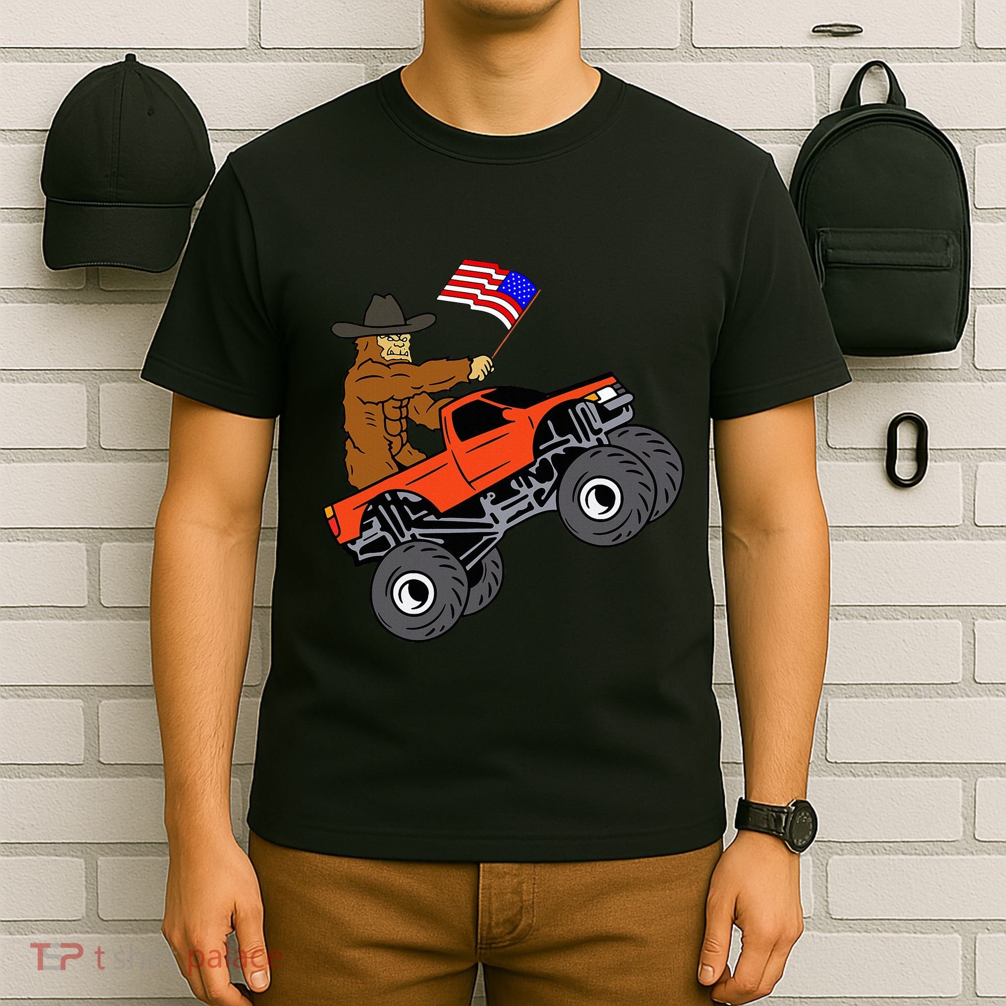 Bigfoot Usa Flag Monster Truck T-Shirt