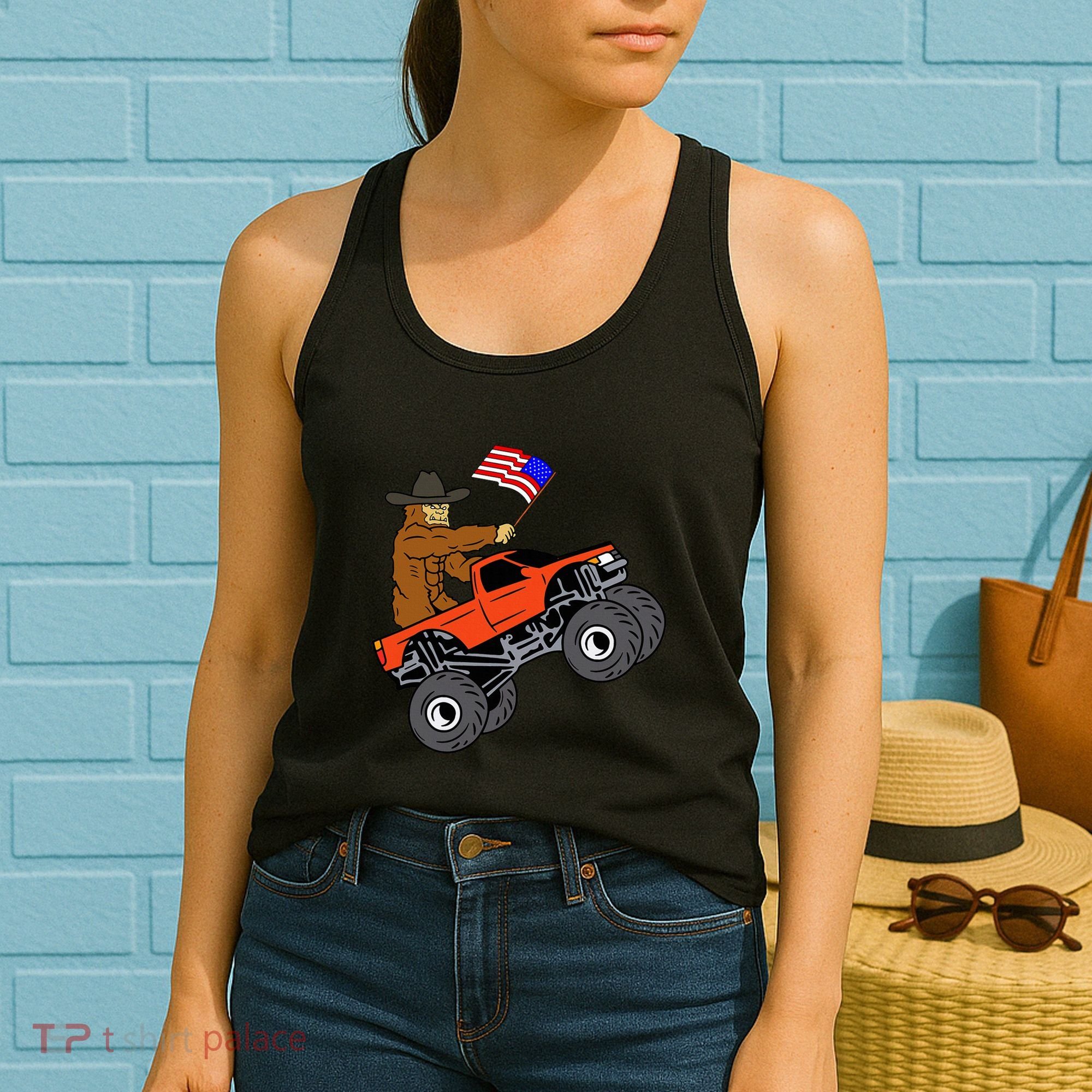 Bigfoot Usa Flag Monster Truck Women's Tank Top