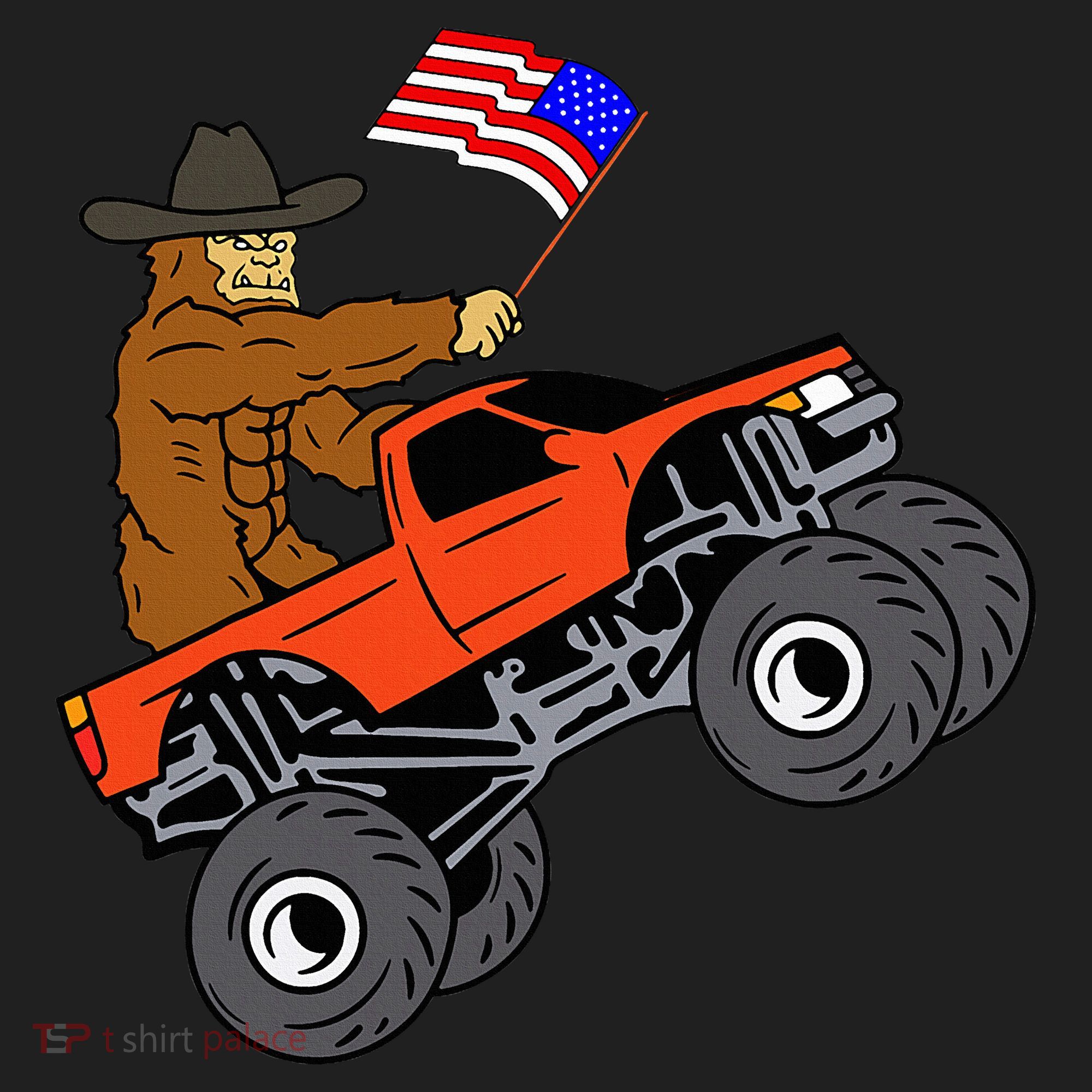Bigfoot Usa Flag Monster Truck Hat