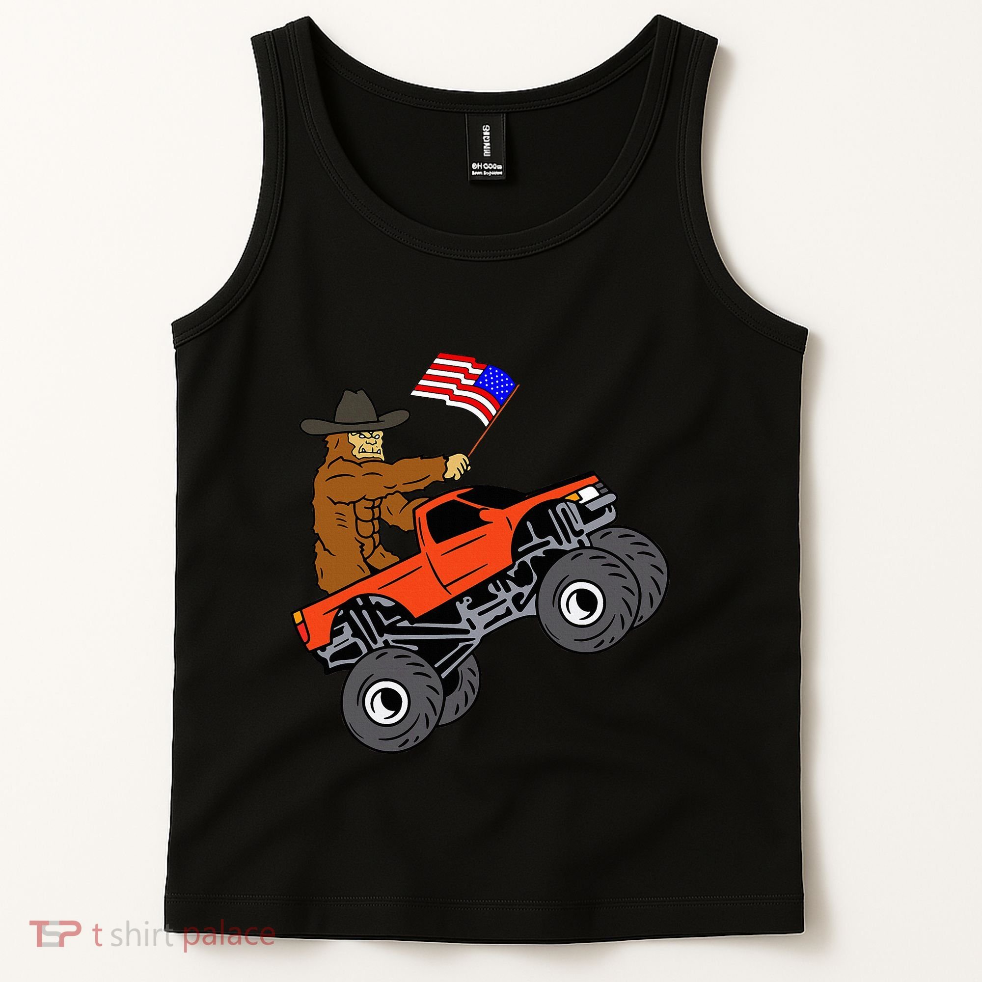 Bigfoot Usa Flag Monster Truck Tank Top
