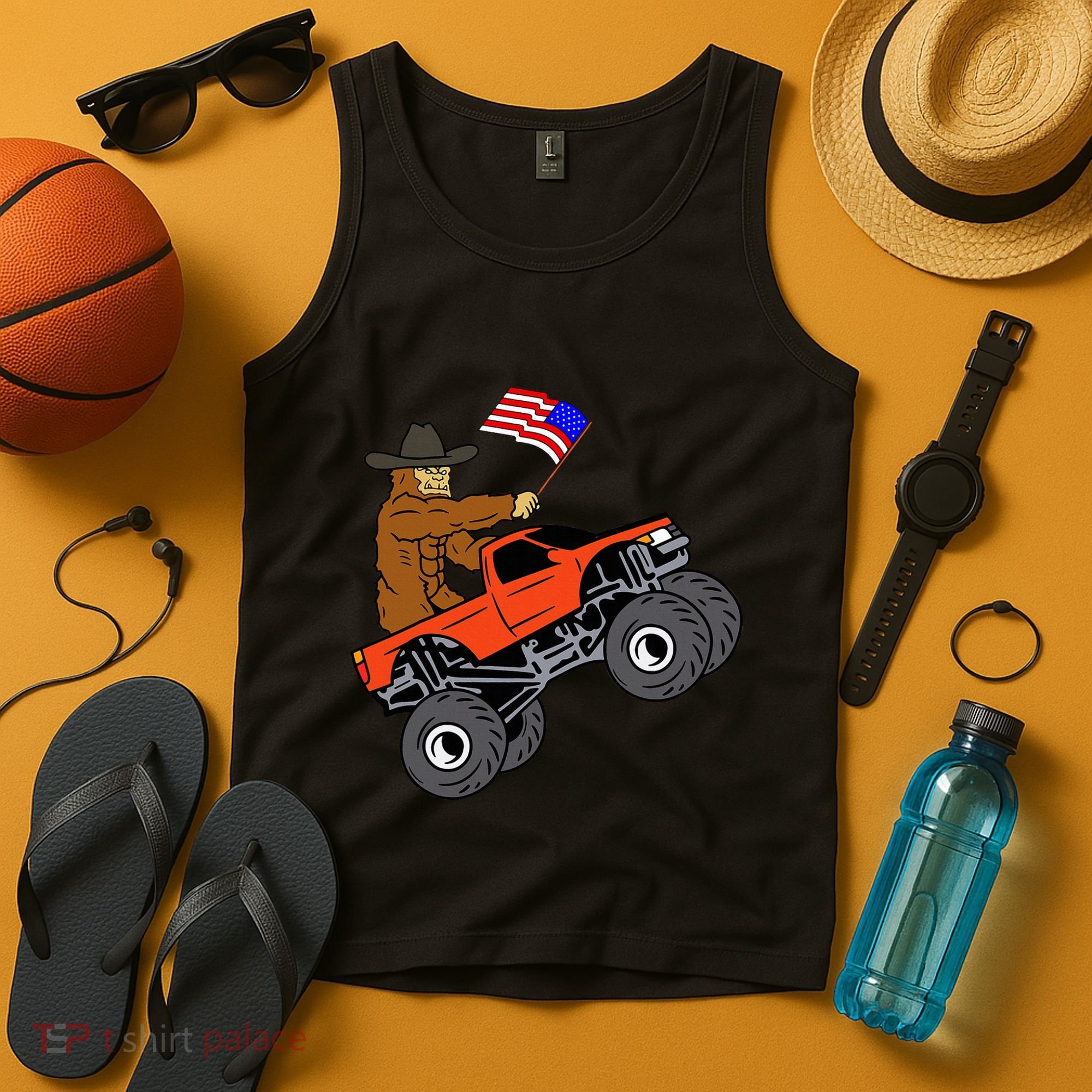 Bigfoot Usa Flag Monster Truck Tank Top