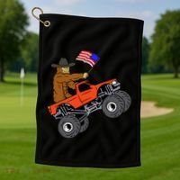 Bigfoot Usa Flag Monster Truck Golf Towel thumb 1