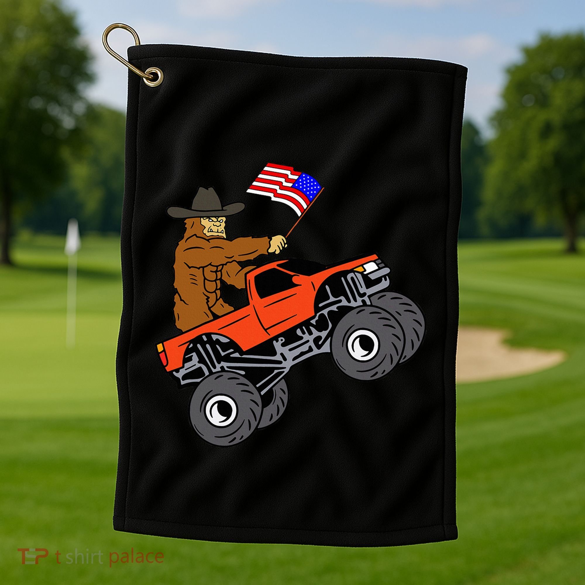 Bigfoot Usa Flag Monster Truck Golf Towel