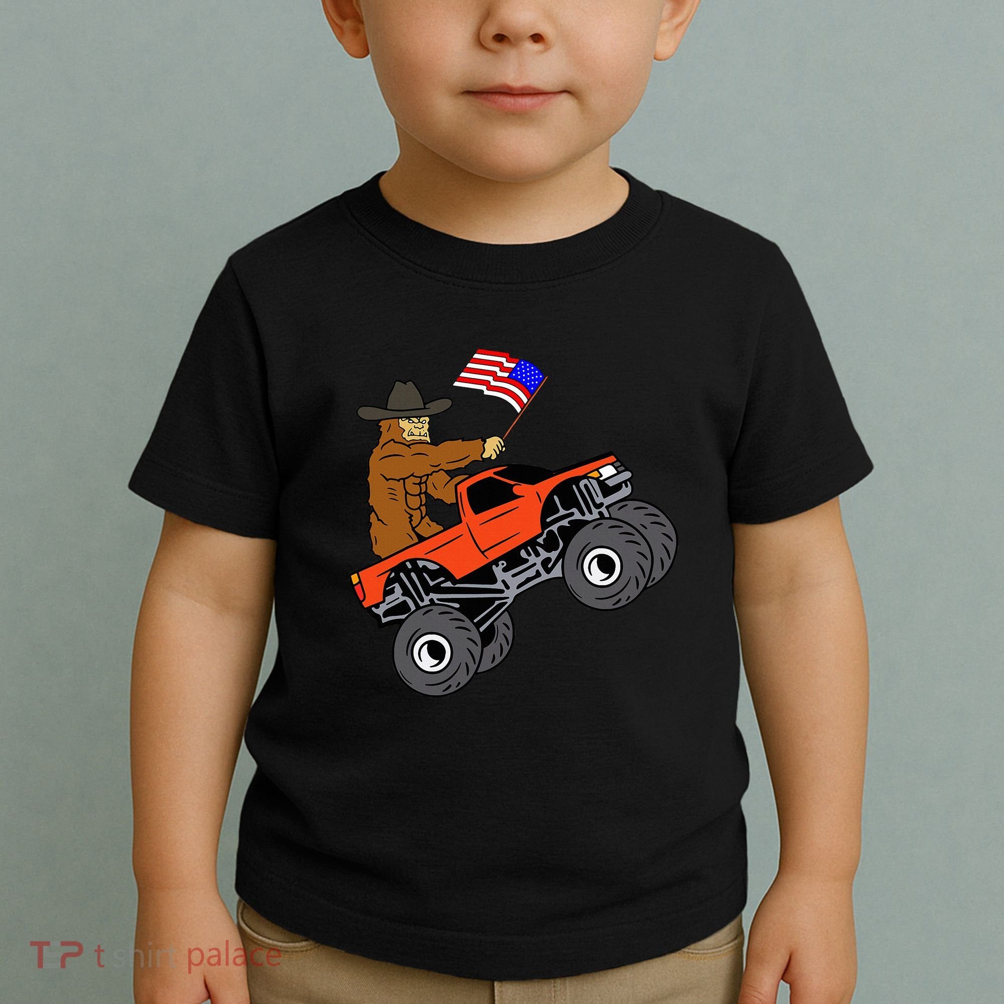 Bigfoot Usa Flag Monster Truck Toddler T-Shirt