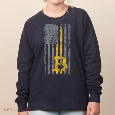 Bitcoin USA Flag Distressed Digital Currency Lover Women's Sweatshirt