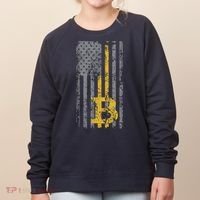Bitcoin USA Flag Distressed Digital Currency Lover Women's Sweatshirt thumb 0