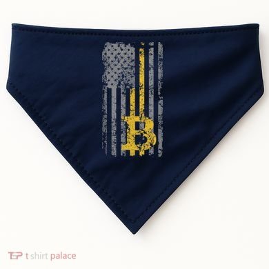 Bitcoin USA Flag Distressed Digital Currency Lover USA-Made Doggie Bandana