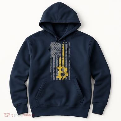 Bitcoin USA Flag Distressed Digital Currency Lover Hoodie