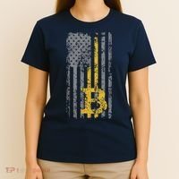 Bitcoin USA Flag Distressed Digital Currency Lover T-Shirt thumb 4