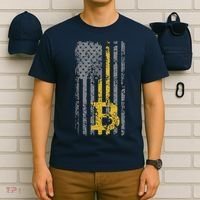 Bitcoin USA Flag Distressed Digital Currency Lover T-Shirt thumb 6