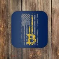 Bitcoin USA Flag Distressed Digital Currency Lover Coaster thumb 0