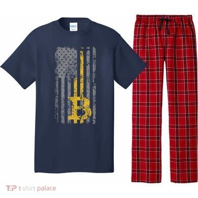 Bitcoin USA Flag Distressed Digital Currency Lover Pajama Set