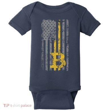 Bitcoin USA Flag Distressed Digital Currency Lover Baby Bodysuit