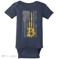 Bitcoin USA Flag Distressed Digital Currency Lover Baby Bodysuit thumb 0