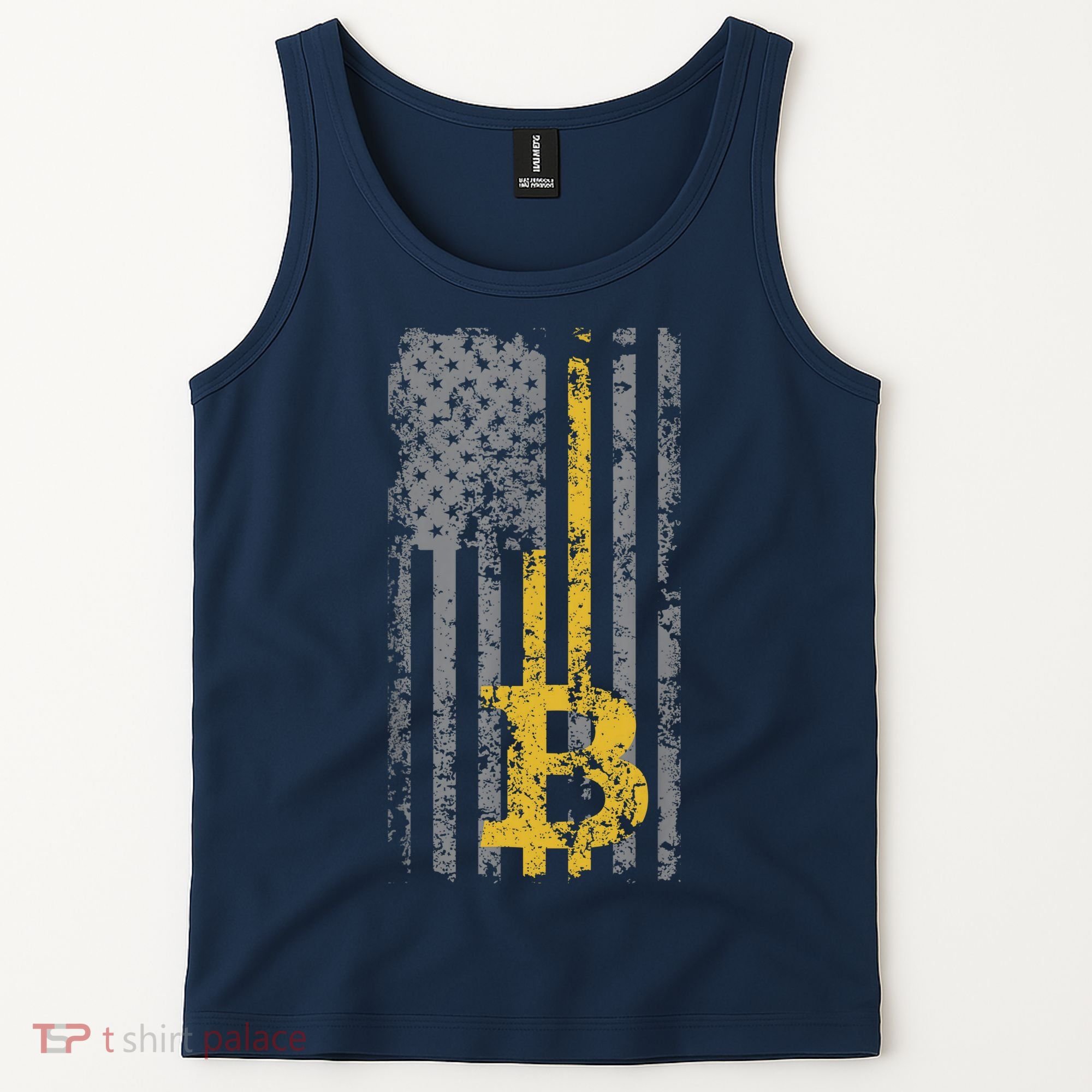 Bitcoin USA Flag Distressed Digital Currency Lover Tank Top