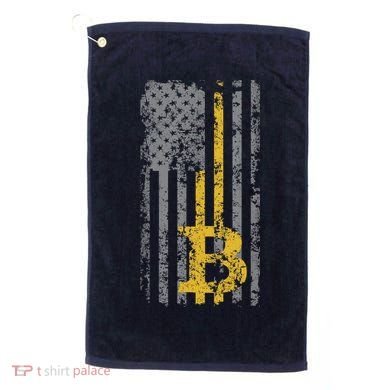 Bitcoin USA Flag Distressed Digital Currency Lover Golf Towel