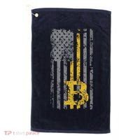 Bitcoin USA Flag Distressed Digital Currency Lover Golf Towel thumb 0