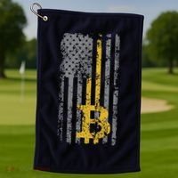 Bitcoin USA Flag Distressed Digital Currency Lover Golf Towel thumb 1