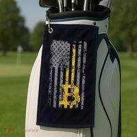 Bitcoin USA Flag Distressed Digital Currency Lover Golf Towel thumb 2