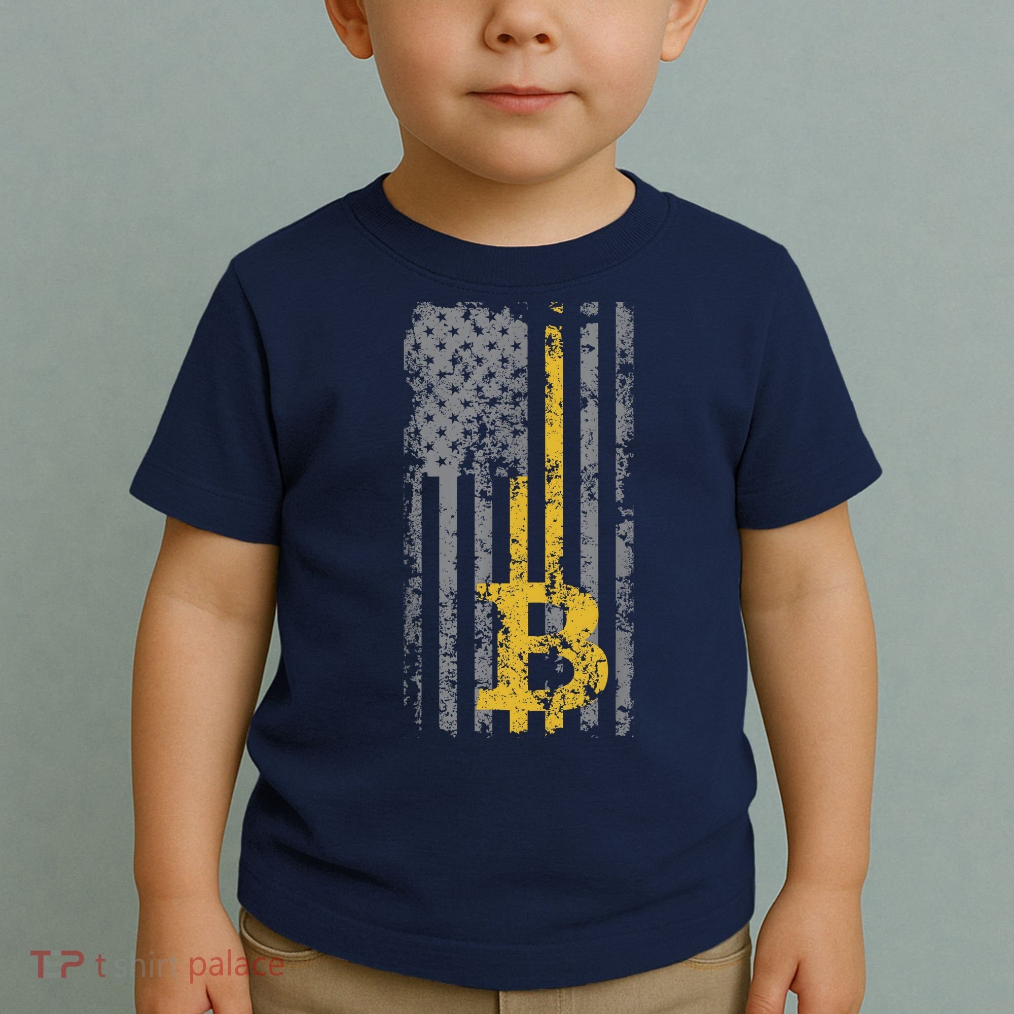 Bitcoin USA Flag Distressed Digital Currency Lover Toddler T-Shirt