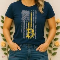 Bitcoin USA Flag Distressed Digital Currency Lover Women's T-Shirt thumb 2