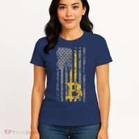 Bitcoin USA Flag Distressed Digital Currency Lover Women's T-Shirt thumb 4