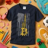 Bitcoin USA Flag Distressed Digital Currency Lover Kids T-Shirt thumb 3