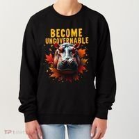 Become Ungovernable Funny Baby Hippo Moo Deng Funny Groovy Women's Sweatshirt thumb 0