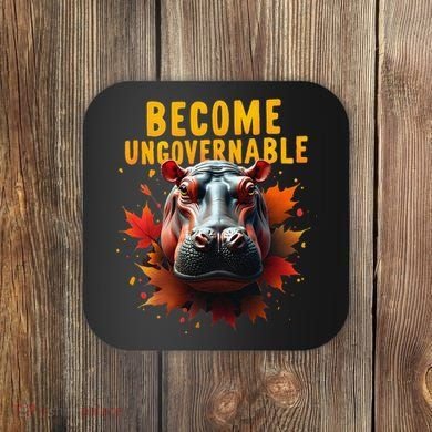 Become Ungovernable Funny Baby Hippo Moo Deng Funny Groovy Coaster
