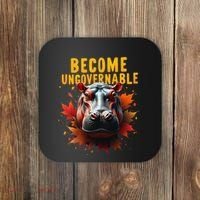 Become Ungovernable Funny Baby Hippo Moo Deng Funny Groovy Coaster thumb 0