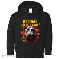 Become Ungovernable Funny Baby Hippo Moo Deng Funny Groovy Toddler Hoodie thumb 0