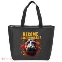 Become Ungovernable Funny Baby Hippo Moo Deng Funny Groovy Tote Bag thumb 0