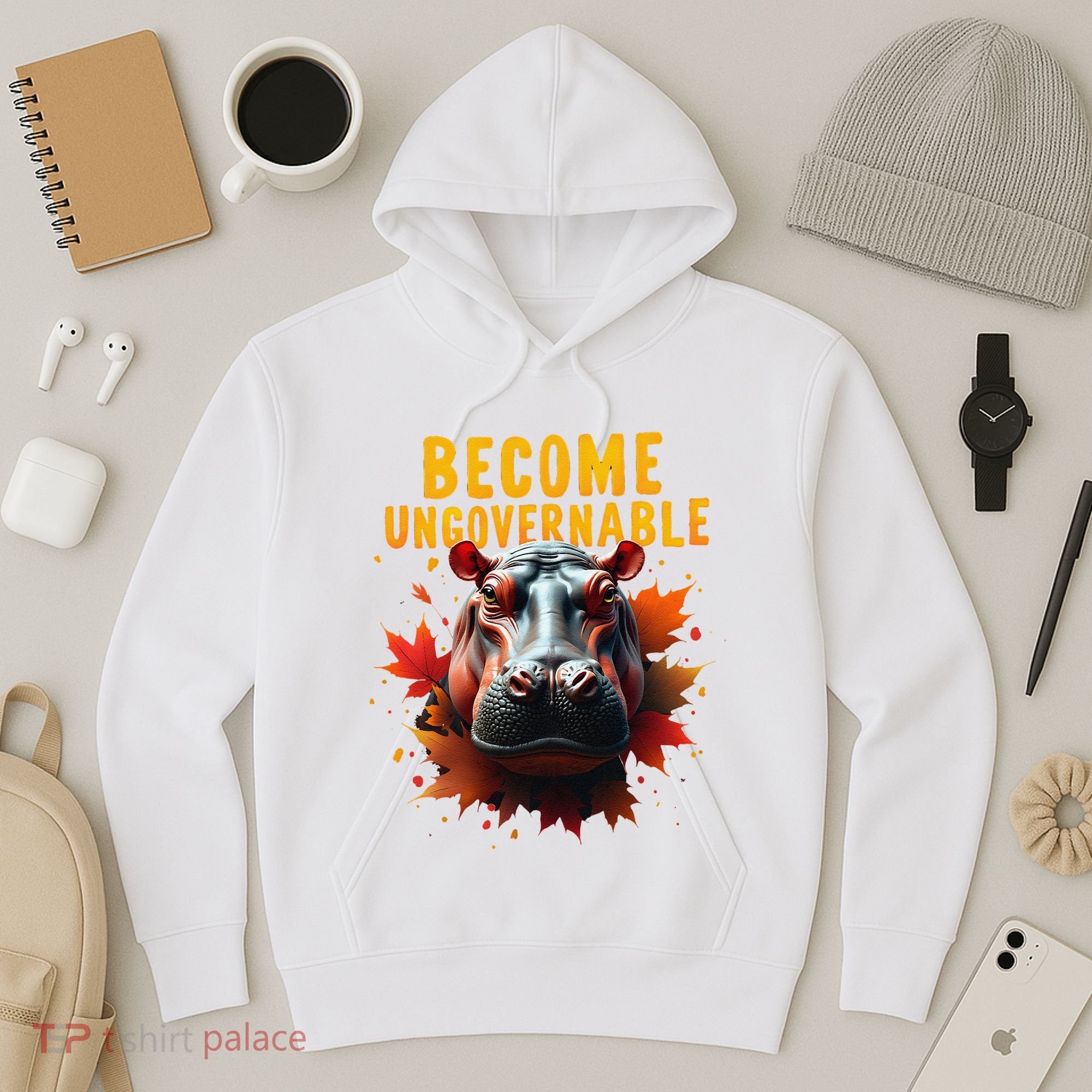 Become Ungovernable Funny Baby Hippo Moo Deng Funny Groovy Hoodie